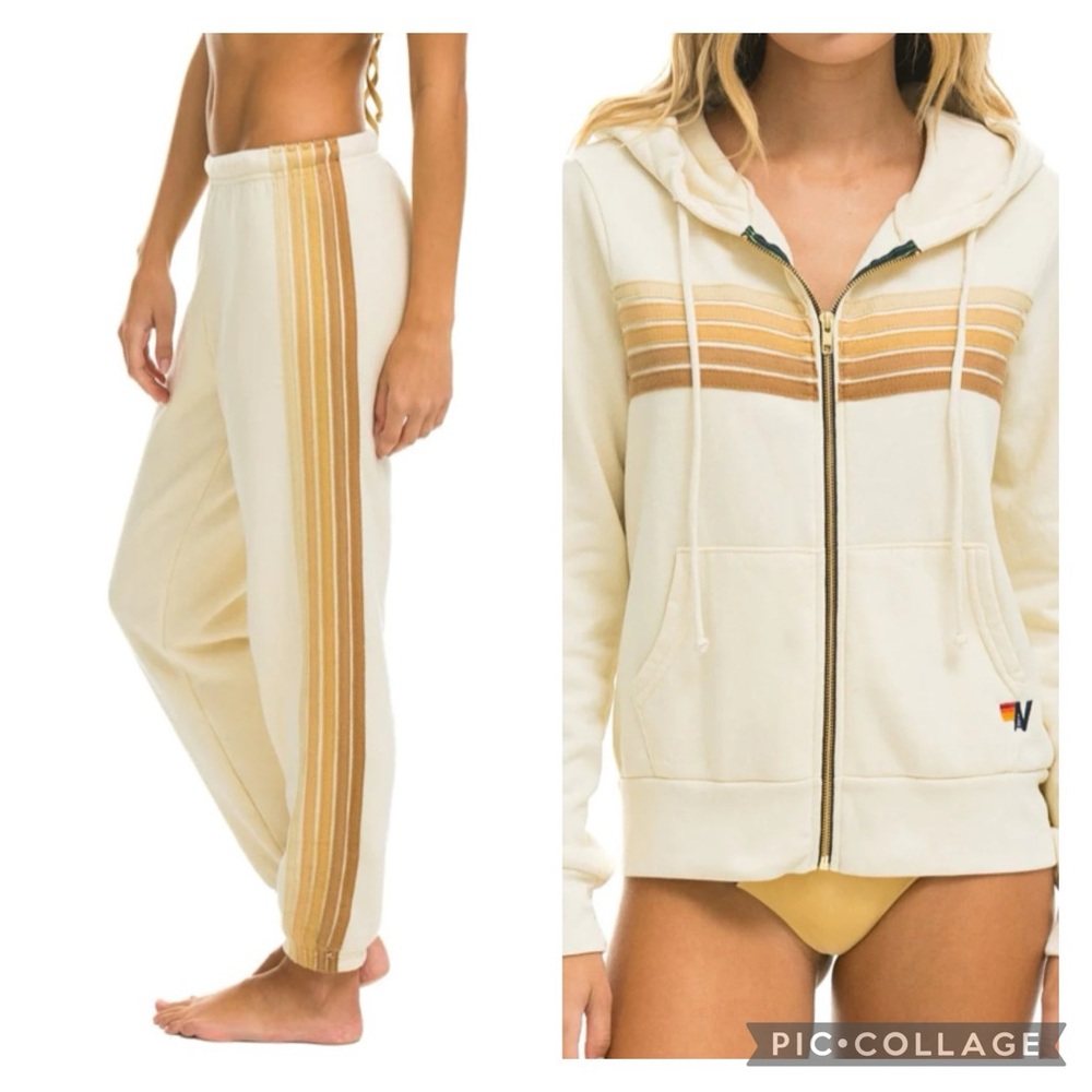 Aviator Nation Cream and Gold Hoodie
